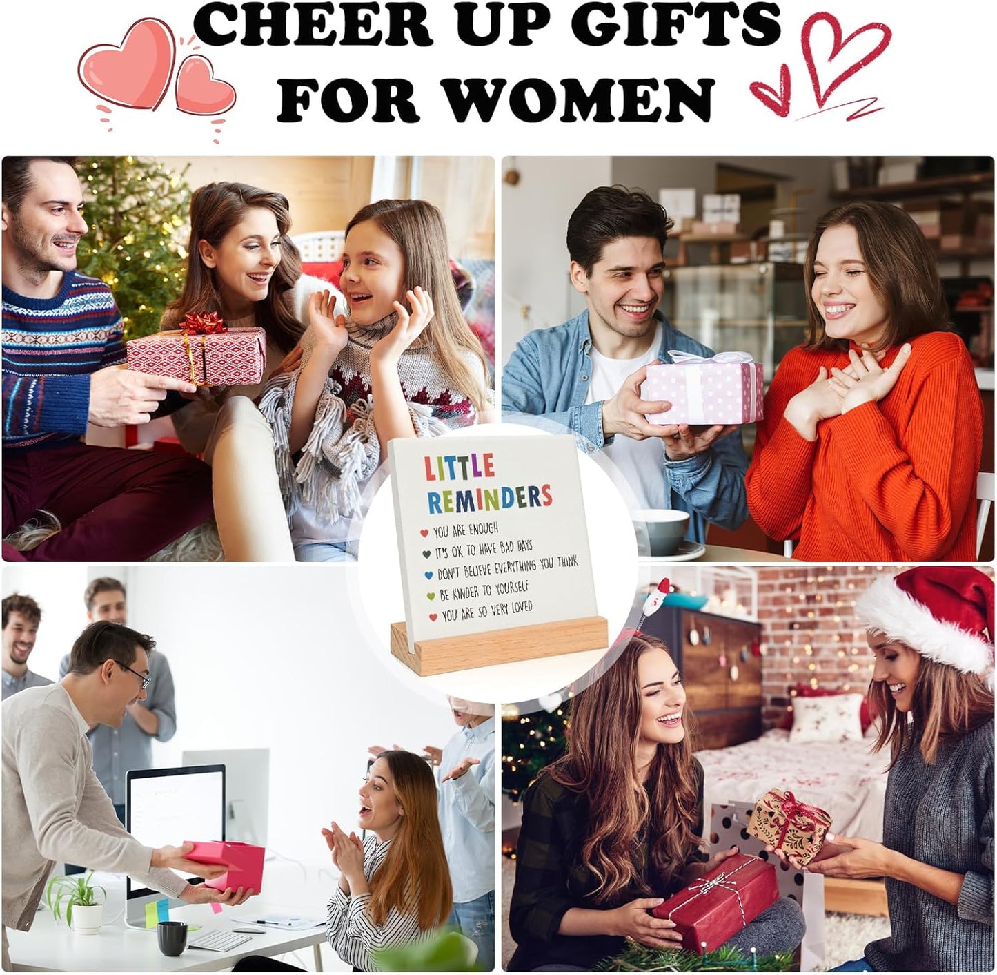 Inspirational Motivational Gifts Little Reminders for women, Positive Mental Health Gifts for Her Teenage Girls Boys, Encouragement Decor Plaque for Office Home