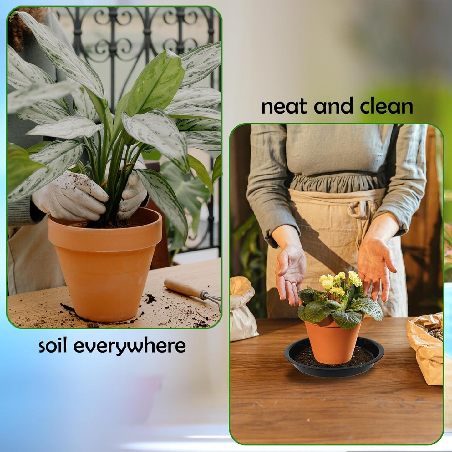 12 Pack 12 Inch Round Plant Saucers for Less 9.8 Inch Pot Indoors Outdoors Plant Trays for Pots Planter Saucer Plastic Plant Drip Tray Planter Water Tray for Potted Plants (Black, 12"(12pcs))