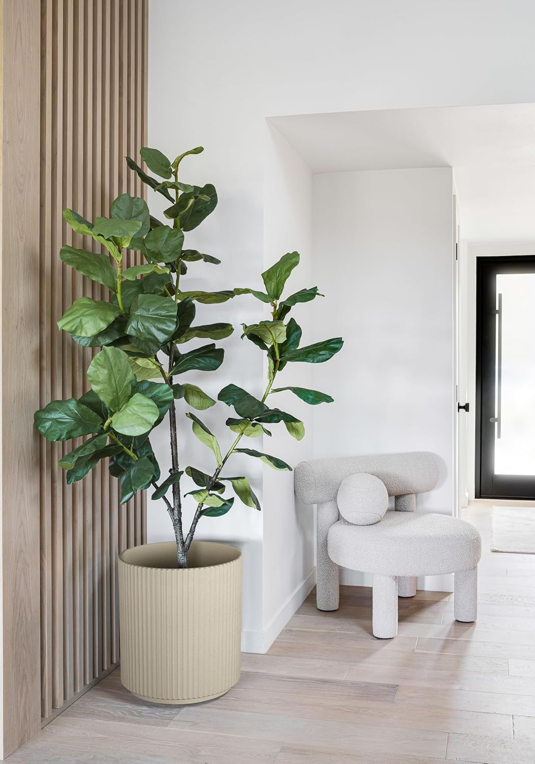 Veradek Demi Planter for Indoor/Outdoor Use | Made from Plastic & Concrete w/Drainage Holes | Modern Décor for Trees, Tall Plants, Flowers