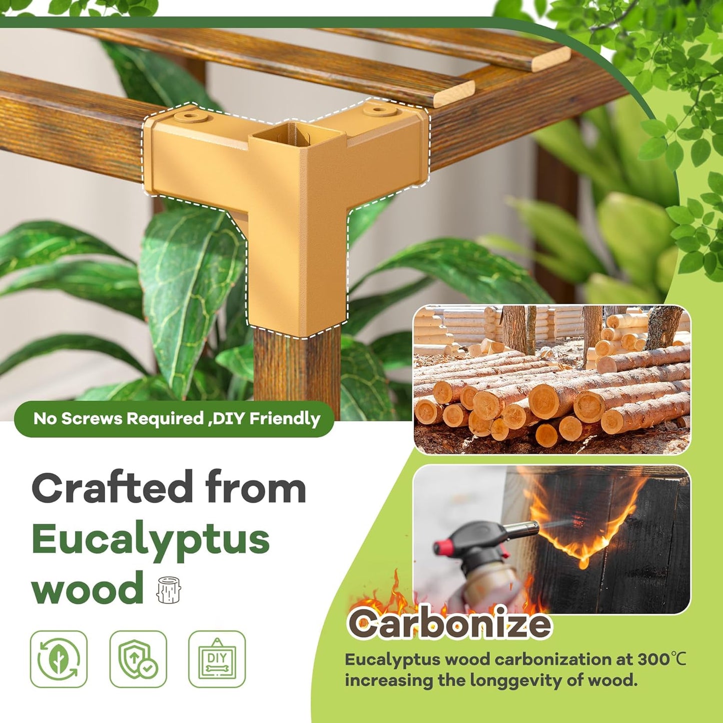 EnHomee 64.2" H Plant Stand Indoor Outdoor Tall Plant Shelf for 13-19 Pots Corner Tiered Plant Stands for Multiple Plants Wood Hanging Plants Holder for Garden Balcony Patio Window Porch