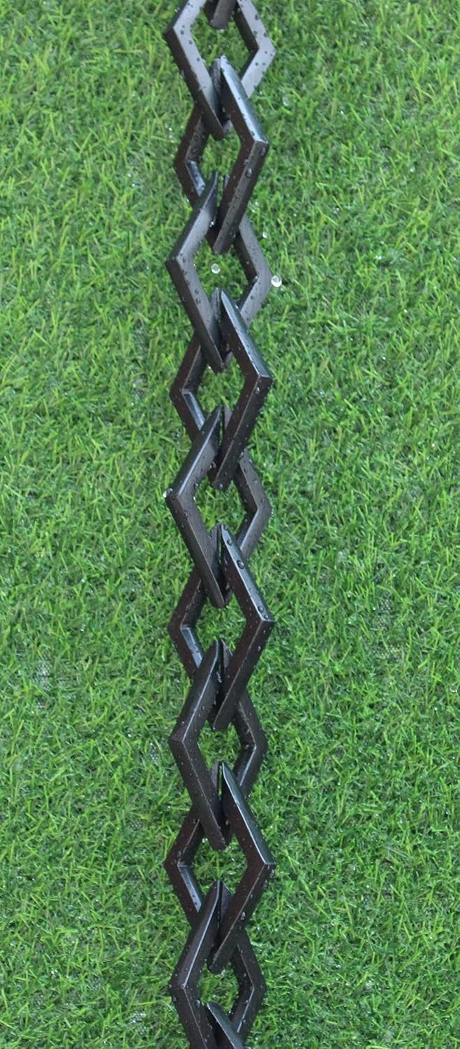 KAM Home Diamond Links Rain Chain with Installation Kit (Black, 15)