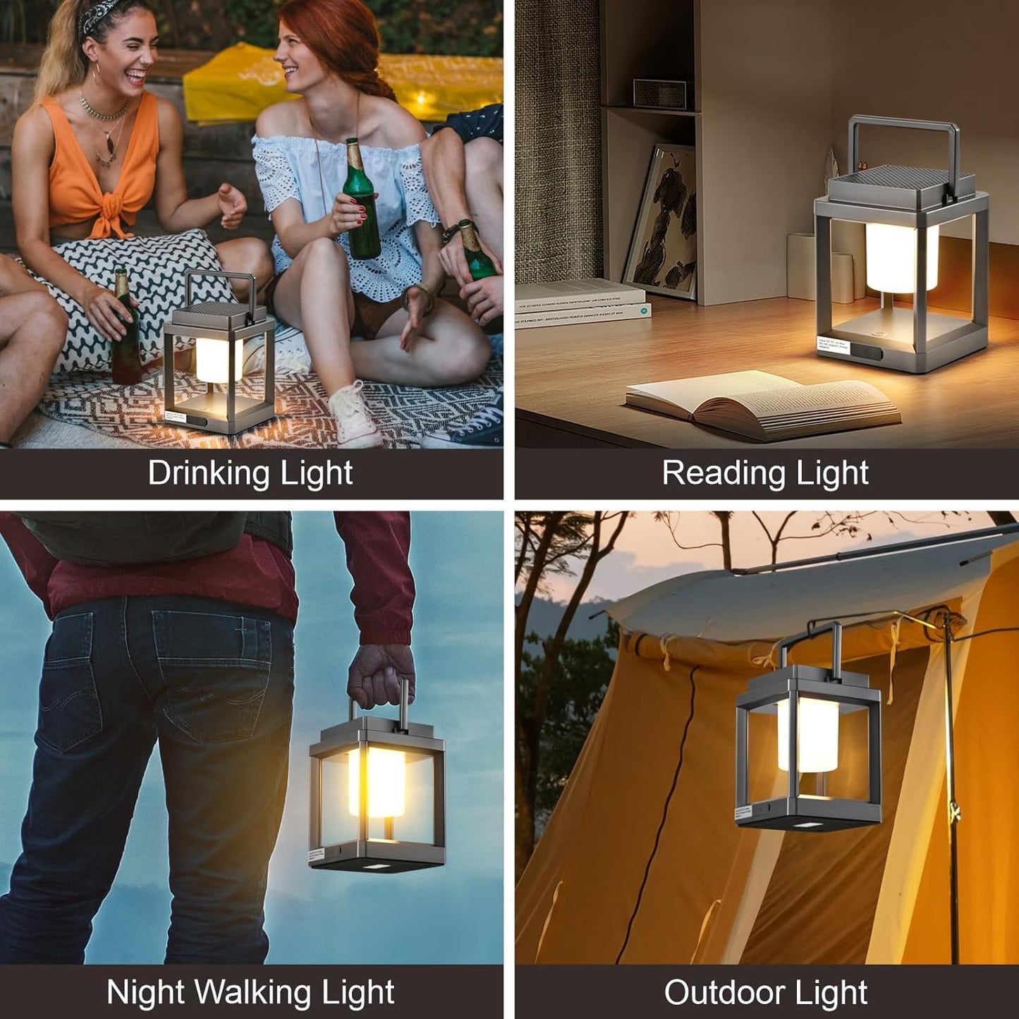 LETRY Solar Outdoor Table Lamp: Outdoor Lanterns for Patio Waterproof,Portable Rechargeable Solar Lamp