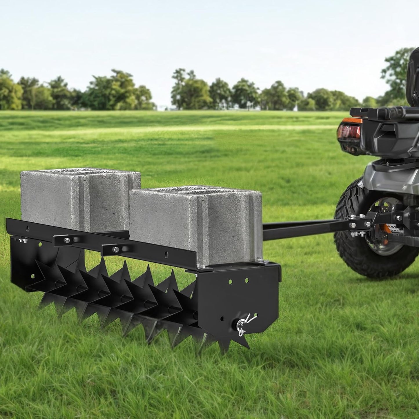 YINTATECH 48" Lawn Aerator Tow Behind with Universal Hitch for spike Aerator, Black