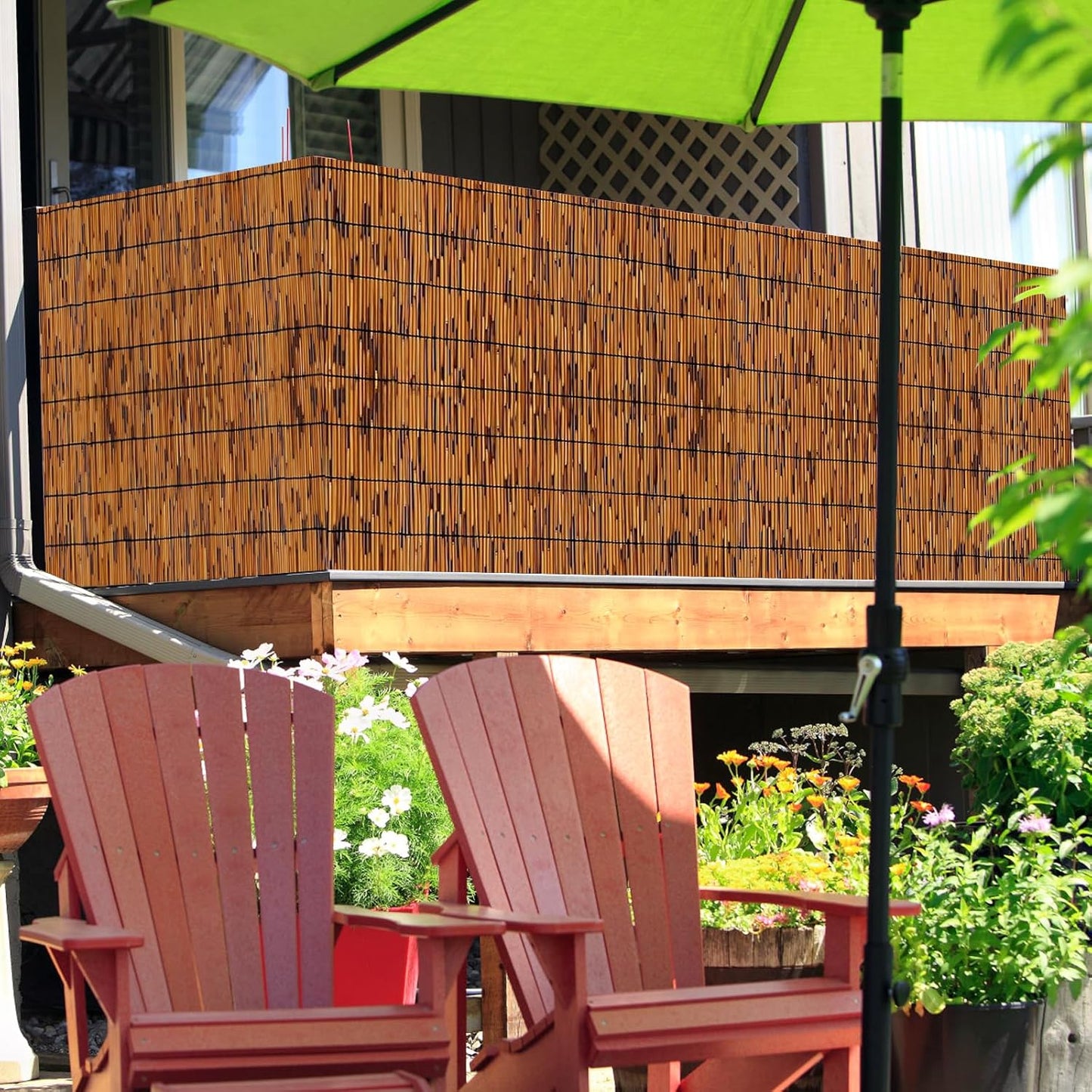 Bamboo Reed Fencing, Light Russet Bamboo Fence Rolls 3 Feet High, Decorative Reed Curtains Privacy Screen Outdoor for Patio Balcony Garden Backyard, 3 x 16 FT