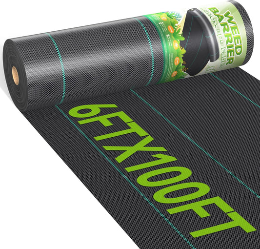 6ftx100ft Weed Barrier Landscape 3.2oz Fabric Heavy Duty, Woven Weed Control Cloth, Woven Geotextile Fabric for Underlayment, Gardening Ground, Commercial Driveway Weed Block Cover Mat