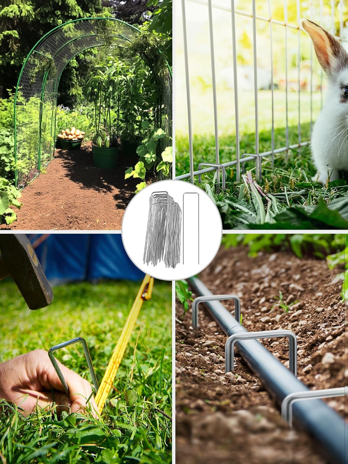 GROWNEER Landscape Staples Anti-Rust, 6 inch 200pcs Garden Staples, Galvanized Tent Stakes SOD Pins Yard Stakes for Securing Weed Fabric Barrier, Ground Cover, Artificial Turf, Dog Fence