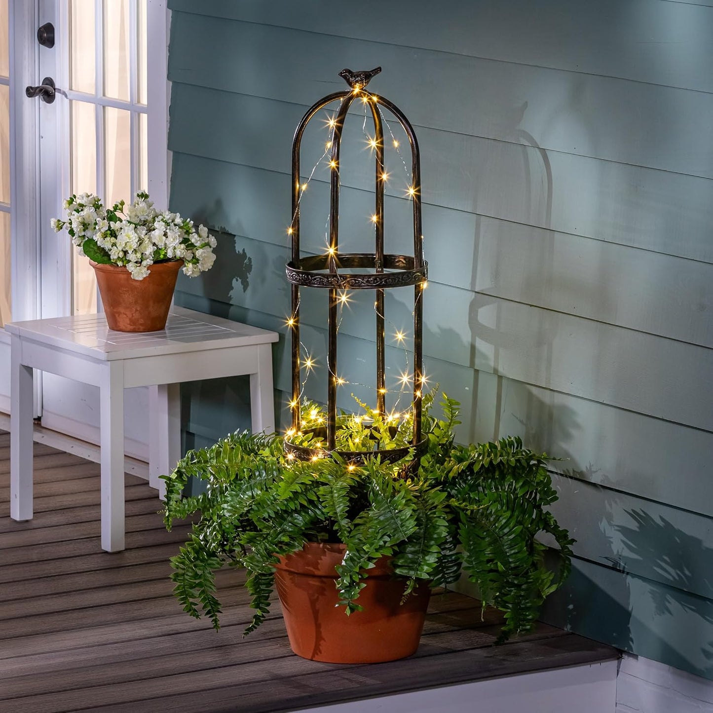 Evergreen 7 Feet Garden Metal Garden Obelisk Trellis for Climbing Plants Outdoor | Indoor Plant Trellis for Potted Plants | Floral Pattern Arch Trellis | Antique Copper