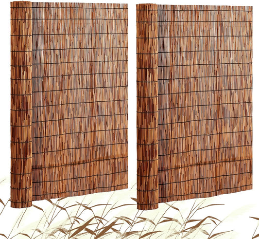 VEVOR Natural Reed Fencing, 4 ft x 16.4 ft, 2 Pack Reed Screen Curtain Balcony Reed Fence Roll for Outdoor Backyard Patio, Decorative Fence for Backyard Garden Fencing Divider, Privacy Panel, Brown