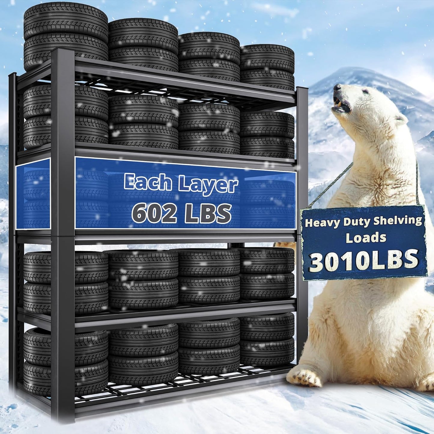 REIBII 3010LBS Storage Shelves 72" H Garage Shelving Heavy Duty Metal Shelving 5 Tier Adjustable Metal Shelves for Storage for Kitchen Pantry Warehouse Basement 72" H x 35.5" W x 16" D, 2 Pack