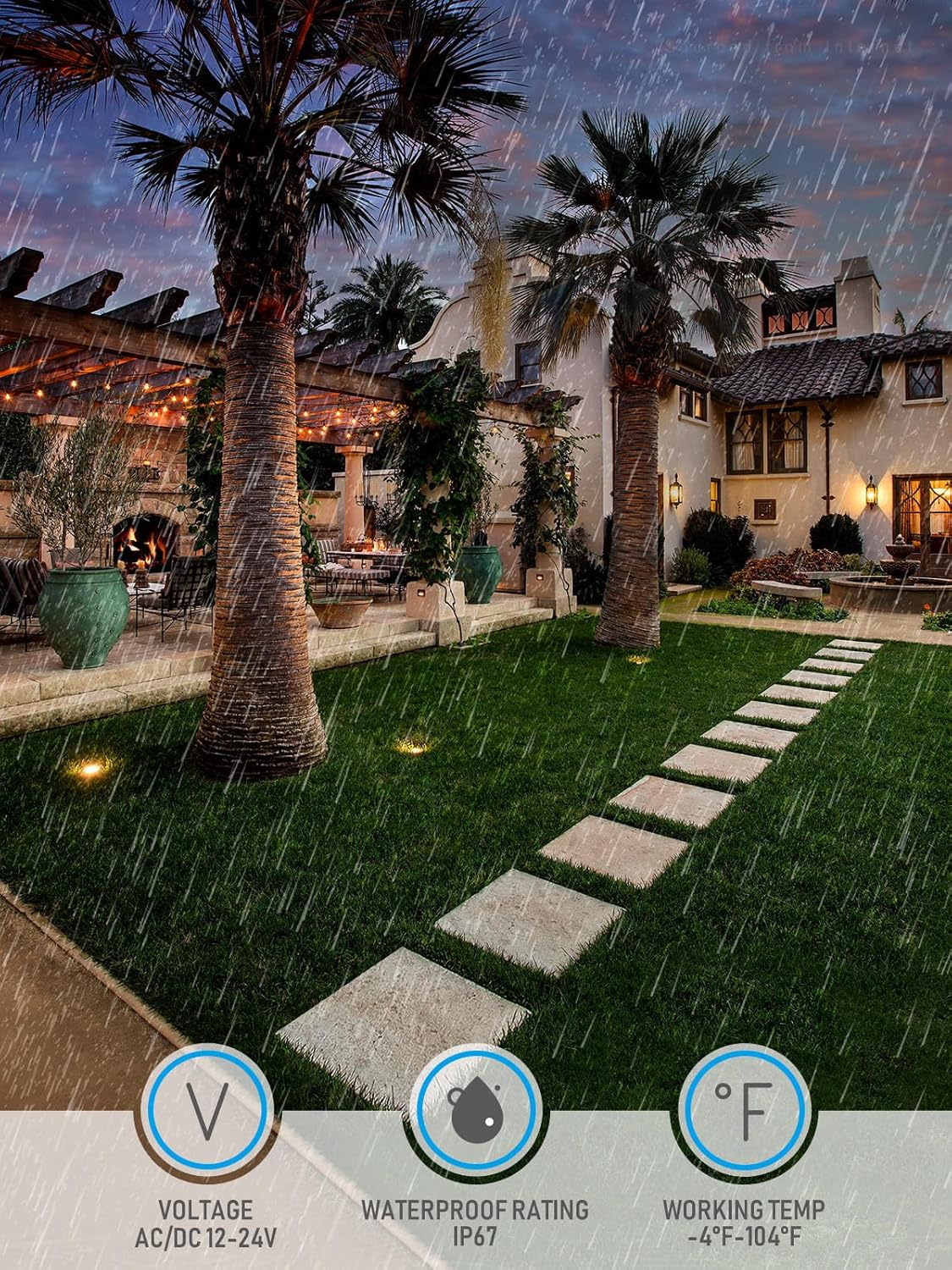 LEONLITE Dia. 4 Inch Well Lights Landscape LED In Ground, Grated Top, 3000K Warm White, 12-24V AC/DC CRI90 Low Voltage Garden Landscaping, Black Aluminum Housing, Pack of 6