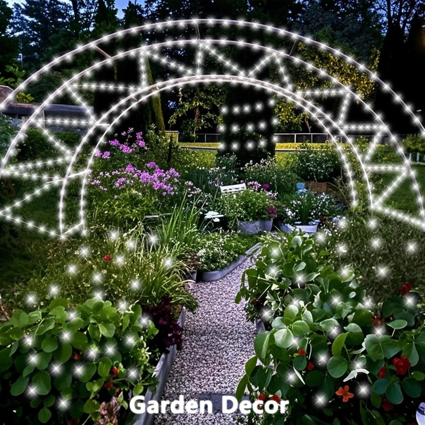 QITONG Extra-Long 144FT White Solar Fairy Lights, 2 Pack Total 400LED Solar String Lights Outdoor Waterproof, 8 Modes Silver Wire Solar Twinkle Mini Lights