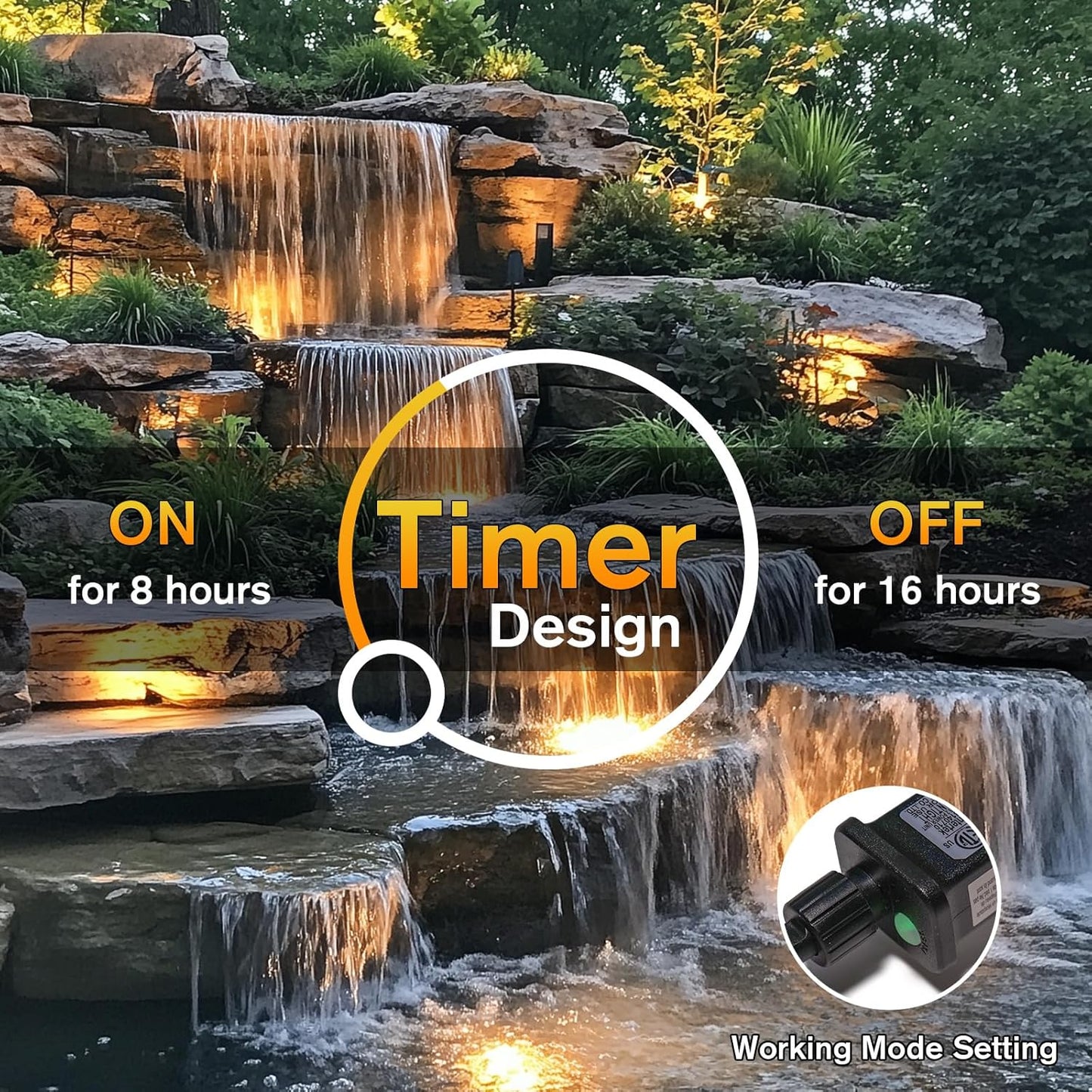 POPOSOAP Pond Lights, 6-in-1 Warm White Underwater Pond Lights, IP68 Waterproof LED Landscape Spotlights for for Pond, Garden, Patio, Fountain, Pool, Waterfall Decoration(6 Head Lamps)