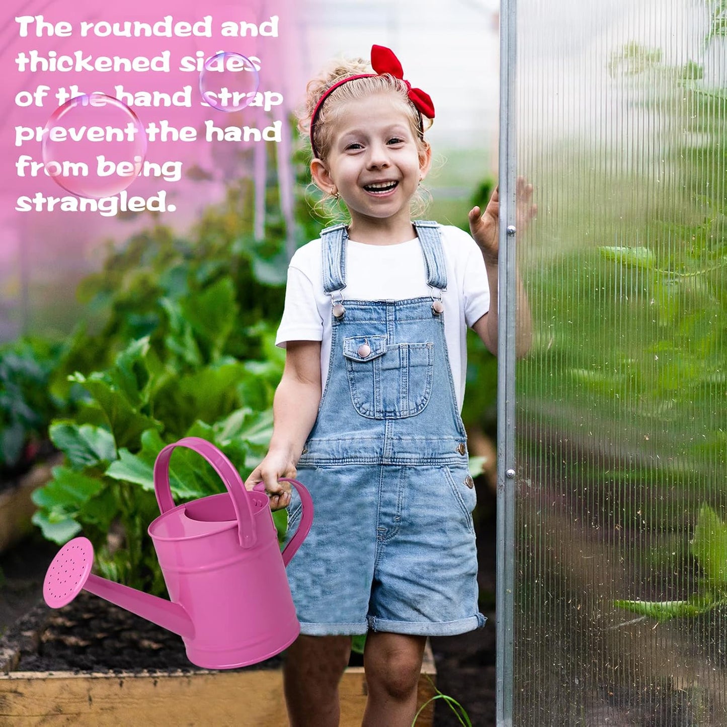 Finderomend 1.5 Liter Metal Watering Can,Iron Art for Kids Children Garden Watering Bucket Indoor Outdoor Home Office Gardening Plant Sprinkling Can (Pink)