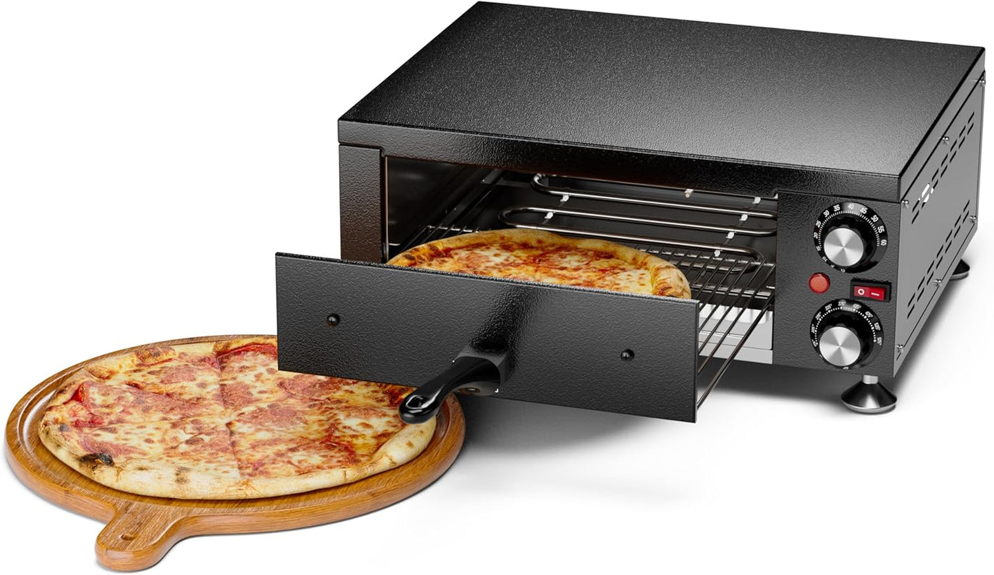 Electric Pizza Oven Indoor Countertop Pizza Oven Commercial Pizza Maker Machine for Home with Timer Stainless Steel Pizza Cooker, Suitable for Both Commercial and Home Use (Black)