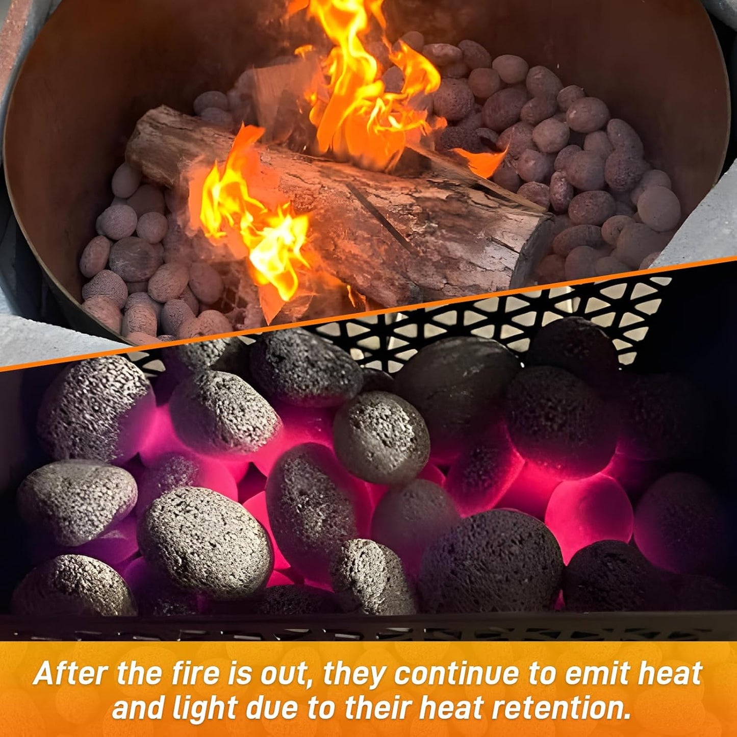 CJGQ 7 Lb Lava Rocks for Fire Pit - 1-2" Natural Tumbled Lava Pebbles - Round Fire Pit Rocks for Portable Fireplaces, Propane Gas, Fish Tank, Landscaping, Garden Decoration