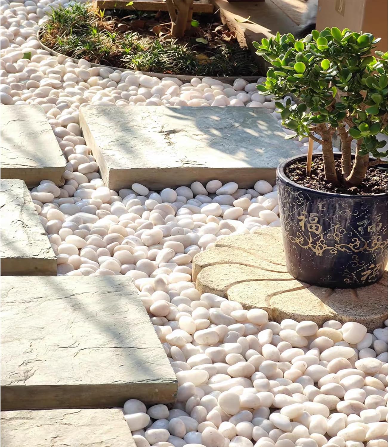2 lbs Polished White Pebbles for Pebbles, 1-2 Inch Smooth White River Rocks for Plants Potted Vases Fillers Fish Tank Landscaping and Outdoor Garden Decorative Rocks