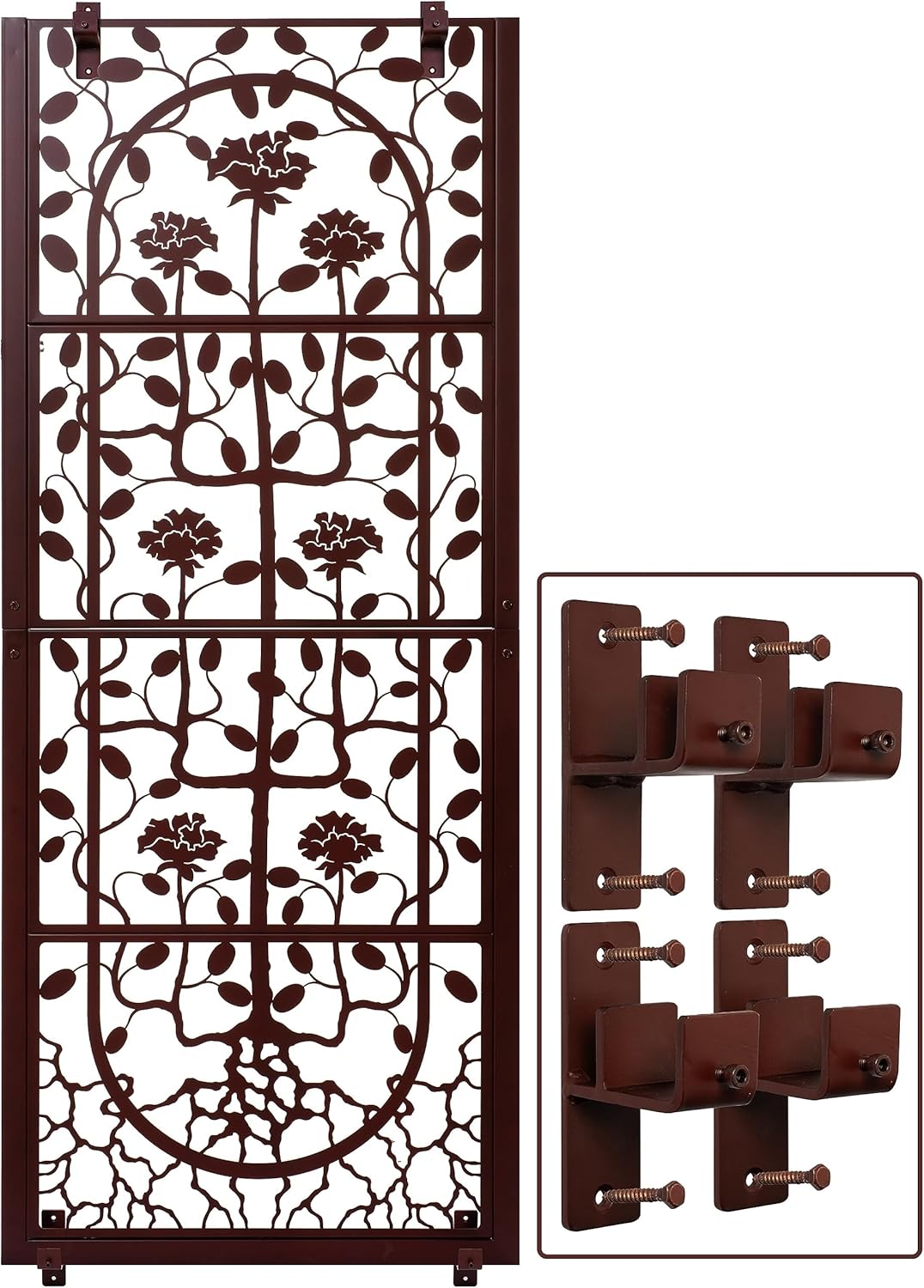 H Potter Wall Trellis Patio Deck Garden Balcony for Climbing Plants Metal Art Decor Decorative Privacy Screen Panel Outdoor Indoor Backyard Roses Vines Wall Brackets Included