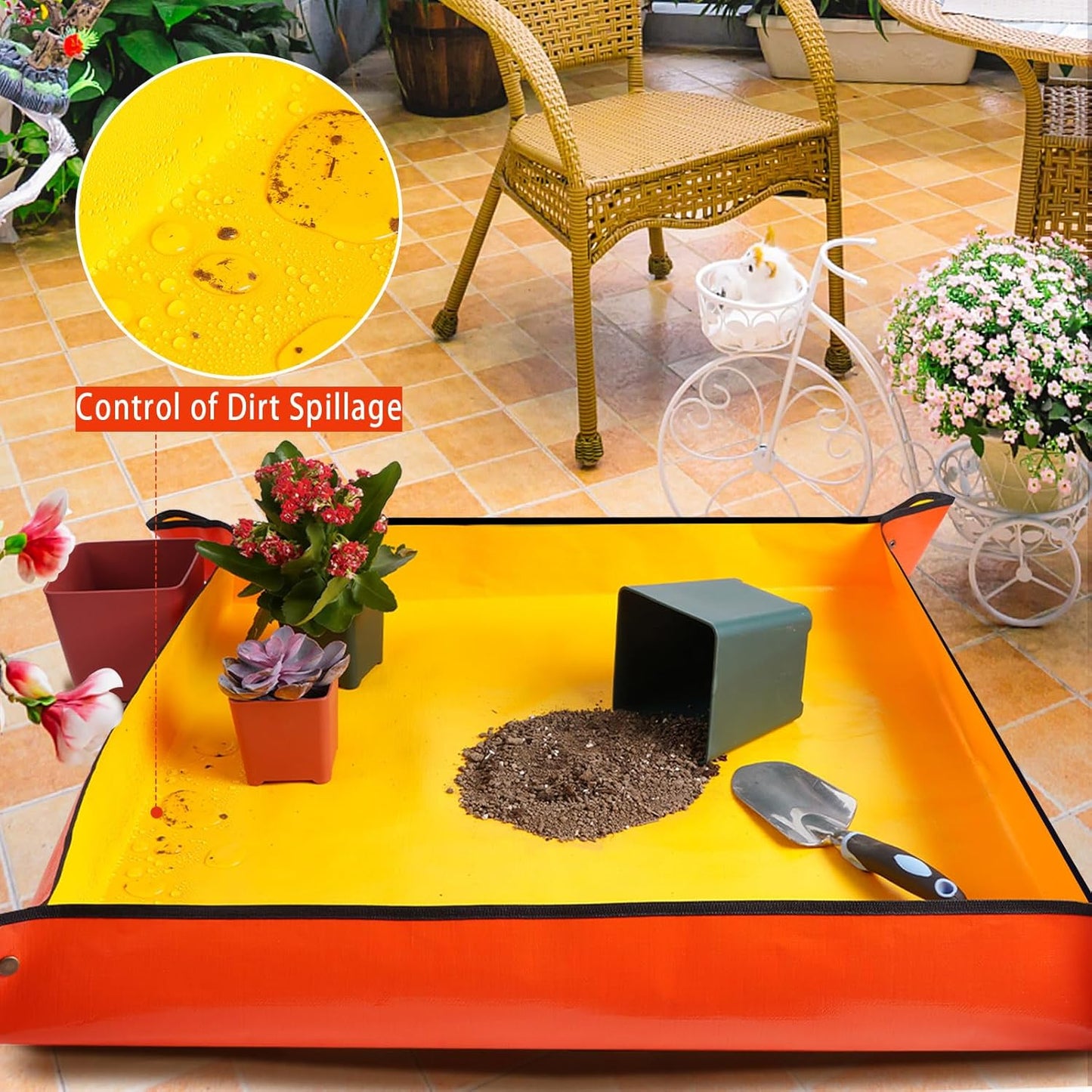 Extra Large Repotting Mat for Indoor Plants & Potting Soil Mat Portable Potting Tray Reusable Gardening Mat Garden Gift for Women Men (39.5"X39.5")