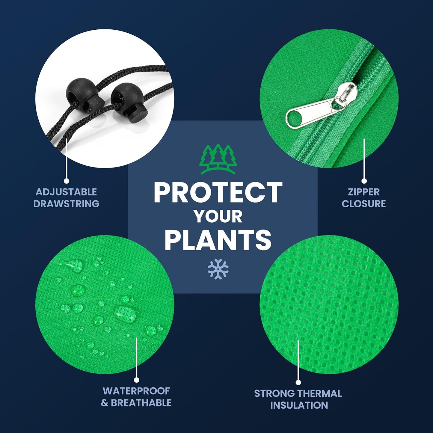 SCRUBIT Plant Covers Freeze Protection, 47.2" W x 70.8" H Frost Cloths for Outdoor Plants & Fruit Trees with Zipper and Drawstring, Thick Winter Plant Covers - 2 Pack Tree Frost Blankets for Shrubs