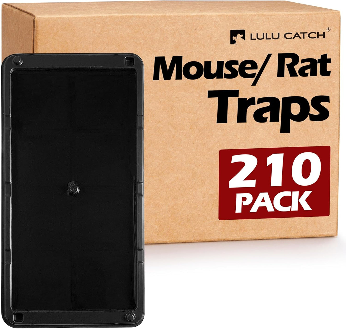 LULUCATCH Sticky Mouse Trap, 210 Pack Large Glue Traps, Pre-Baited Heavy Duty Non-Toxic Bulk Glue Boards Mouse Traps Indoor for Mice, Snakes, Rat, Insects, Cockroaches & Spiders, Pet Safe Easy to Use