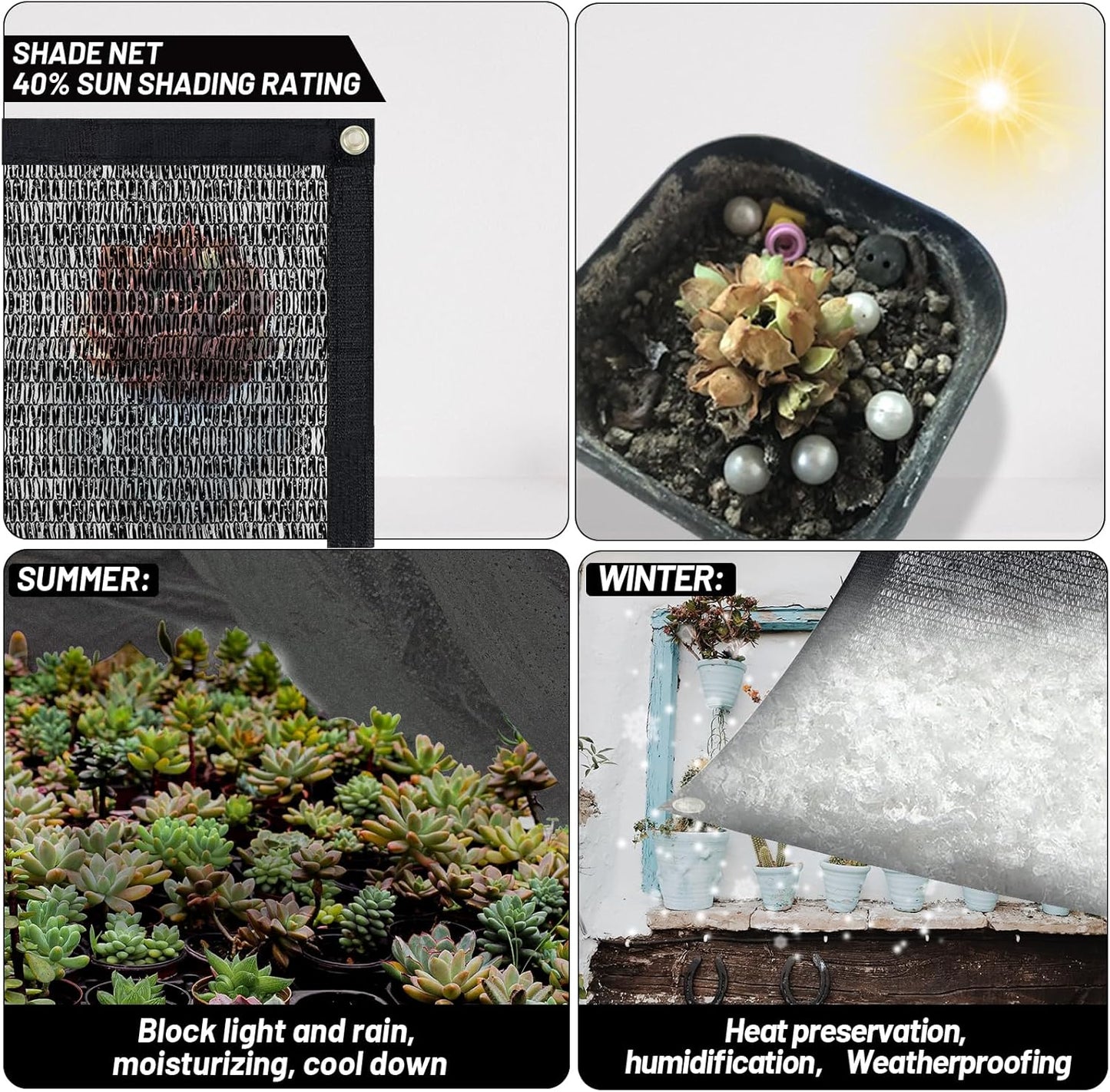 Cool Area 40% Sun Shade Cloth Mesh Tarp with Grommets for Plant Cover 6x12ft Patio Canopy Garden Pergola Blackhouse Car Barn Kennel Black