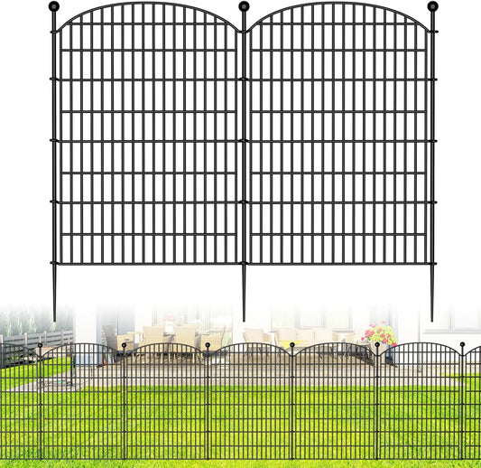 No Dig Decorative Garden Fence 5 Panels, 40 in (H) x 11.8 ft (L), Dog Fence Outdoor for Yard, Rustproof Metal Animal Barrier Ground Stakes Fencing for Garden, Patio, Flower Bed
