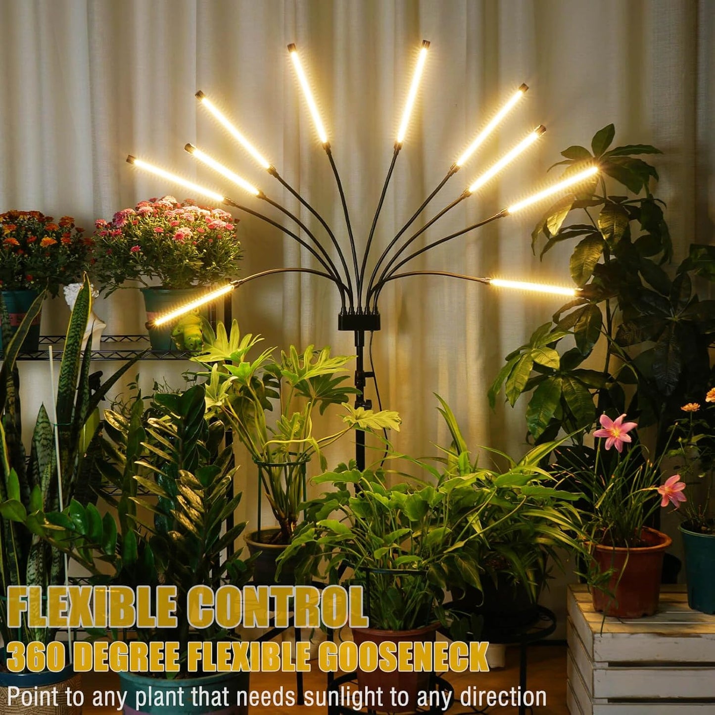 Grow Lights for Indoor Plants 10 Heads 500 LEDs, Full Spectrum Grow Light for Indoor Growing with Tripod Stand, Auto On/Off Timing 4/8/12H, Plant Grow Lights Indoor (Full Spectrum)
