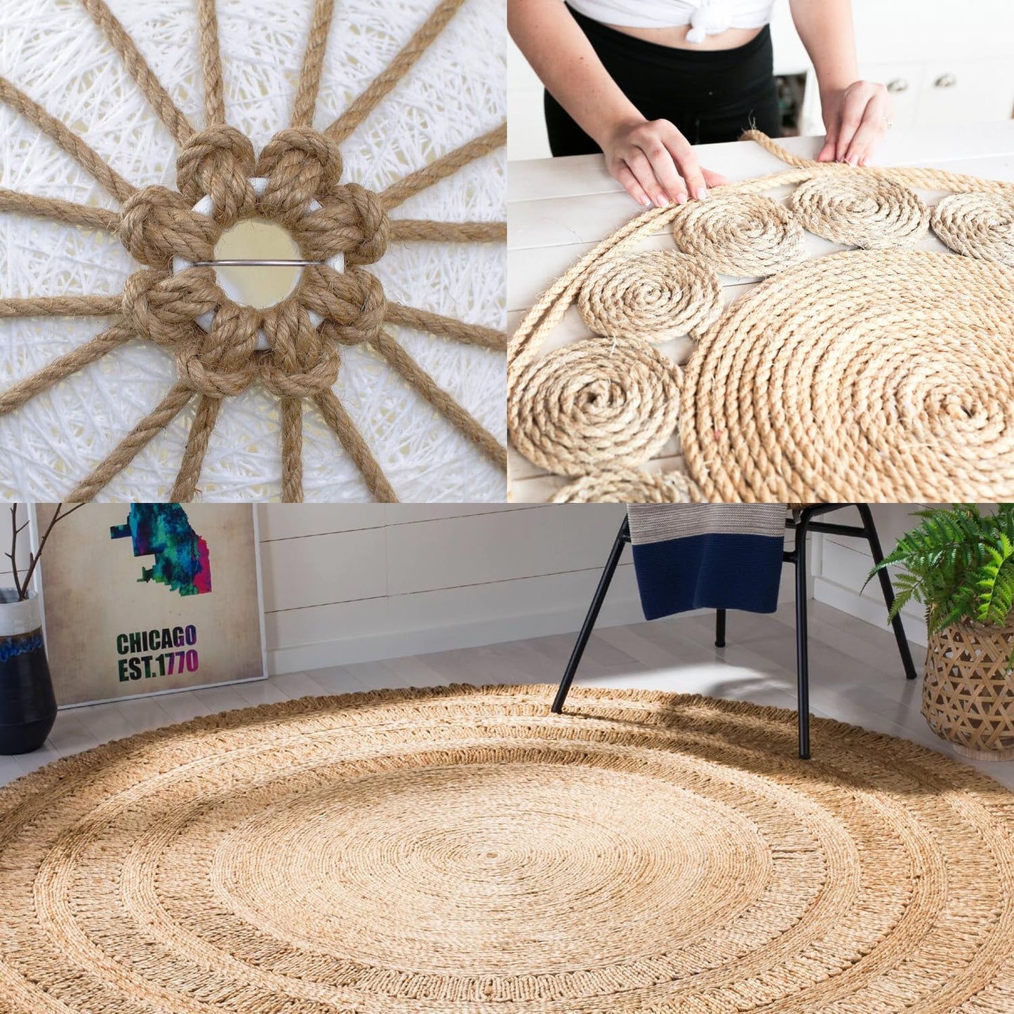 Vanhench Jute Rope 4mmX120FT, Rope for Crafts Projects Cat Scratcher Scratching Post Tree Gift Wrapping Arts & Crafts Home Decoration Packing Material Christmas Twine Bulk Heavy-Duty (Brown)