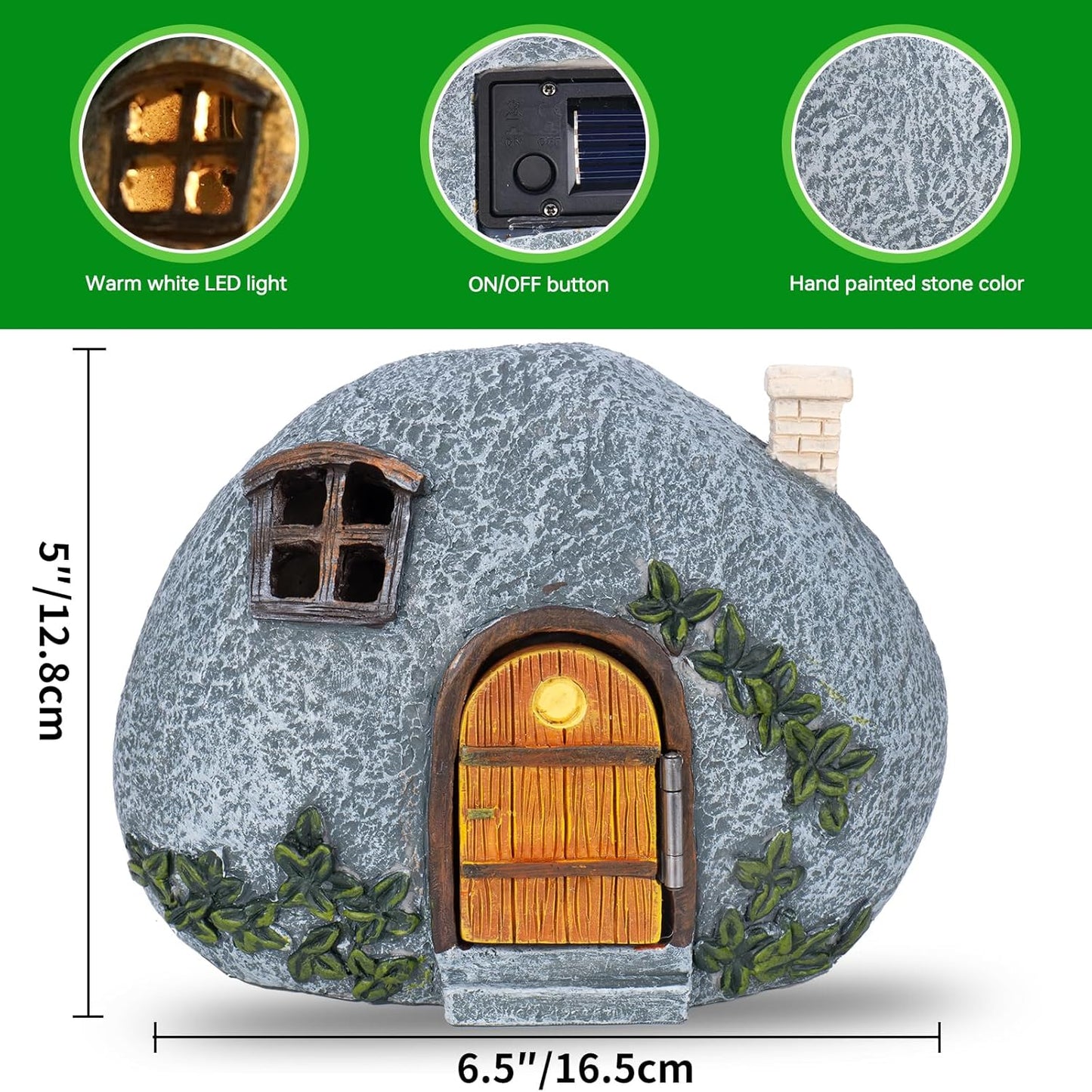 mopha Garden House Statues, Funny Gnomes Fairy Garden Lights Figurine,Mini Gnome Resin Solar Powered Outdoor Decor Patio Yard Lawn Ornament Decoration