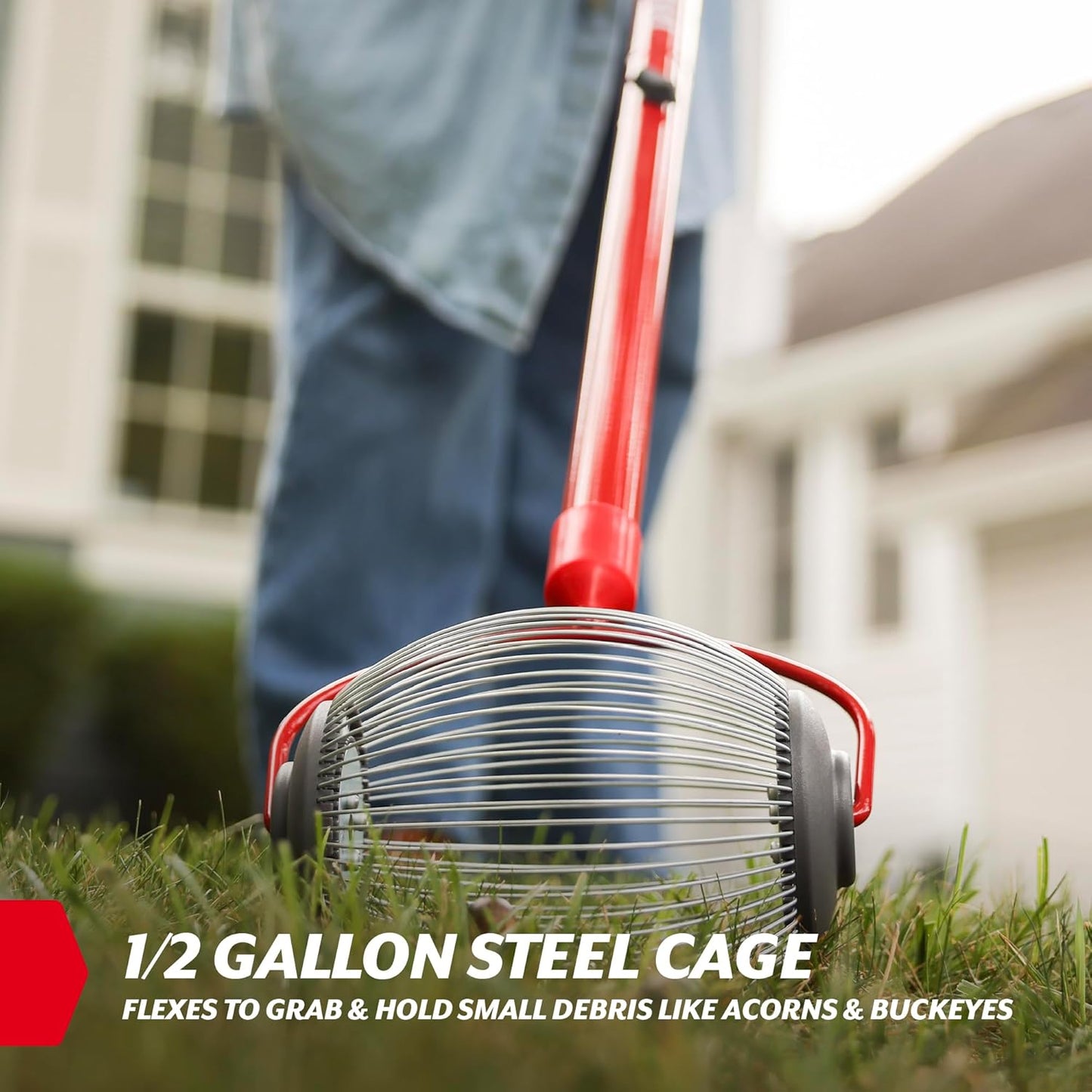 GARDEN WEASEL Small Nut Gatherer Roller – Nut Collector Tool for Acorns, Buckeyes, and Small Debris – Yard Picker Upper with Durable Steel Cage and Ergonomic Handle - Newest Model