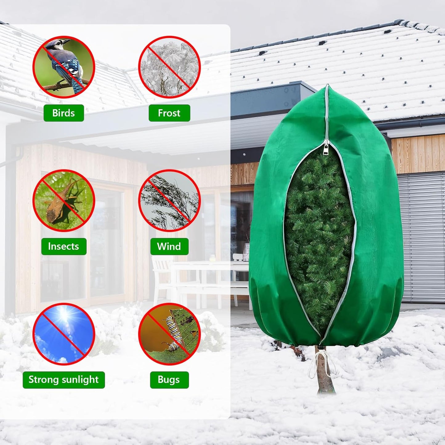 Plant Covers Freeze Protection – 2 Pack 95"x95" Extra Large Frost Blankets for Outdoor Plants, 2.8oz/yd² Heavy-Duty Tree Covers with Zipper & Drawstring – Reusable Winter Plant Freeze Cloth