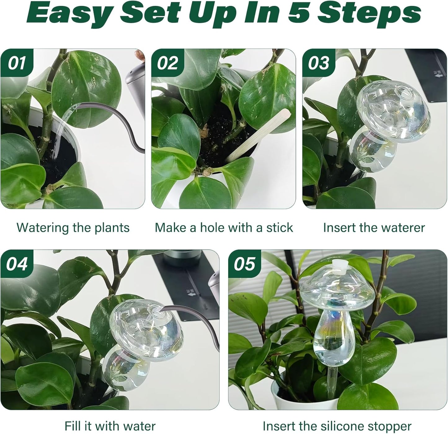 2 Pcs Glass Self Watering Globes, Iridescent Automatic Plant Waterer Bulbs Devices for Indoor & Outdoor Plants, Slow Release Watering Devices System for Various Plants (Top-Fill 2pcs)