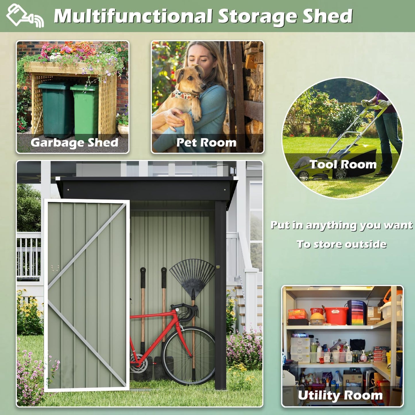 Devoko Outdoor Storage Shed 5 x 3 FT Lockable Metal Garden Shed Steel Anti-Corrosion Storage House with Single Lockable Door for Backyard Outdoor Patio (White)