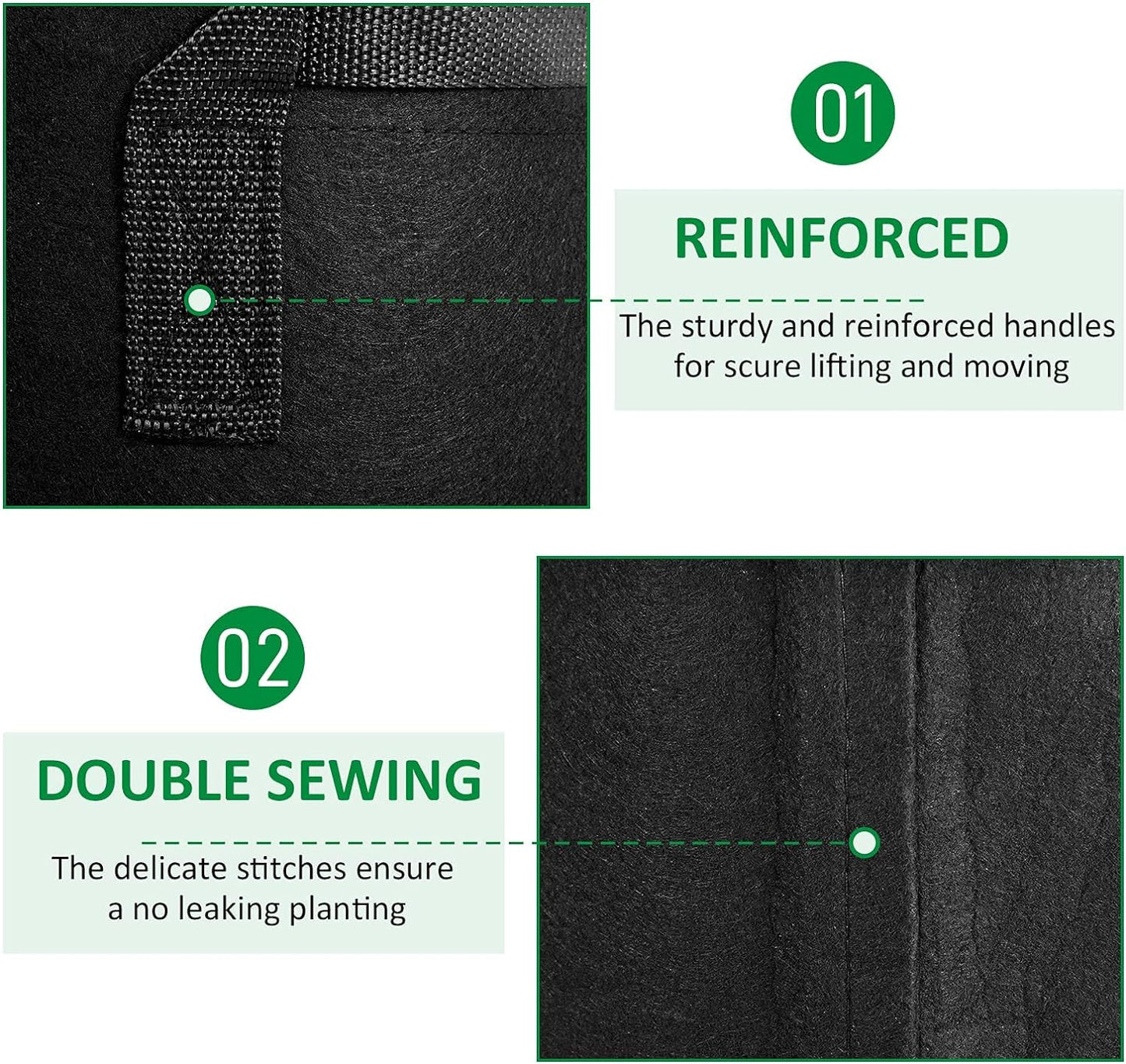 12-Pack 30 Gallon Thickened Non-Woven Grow Bags, Aeration Fabric Pots with Handles（Black）