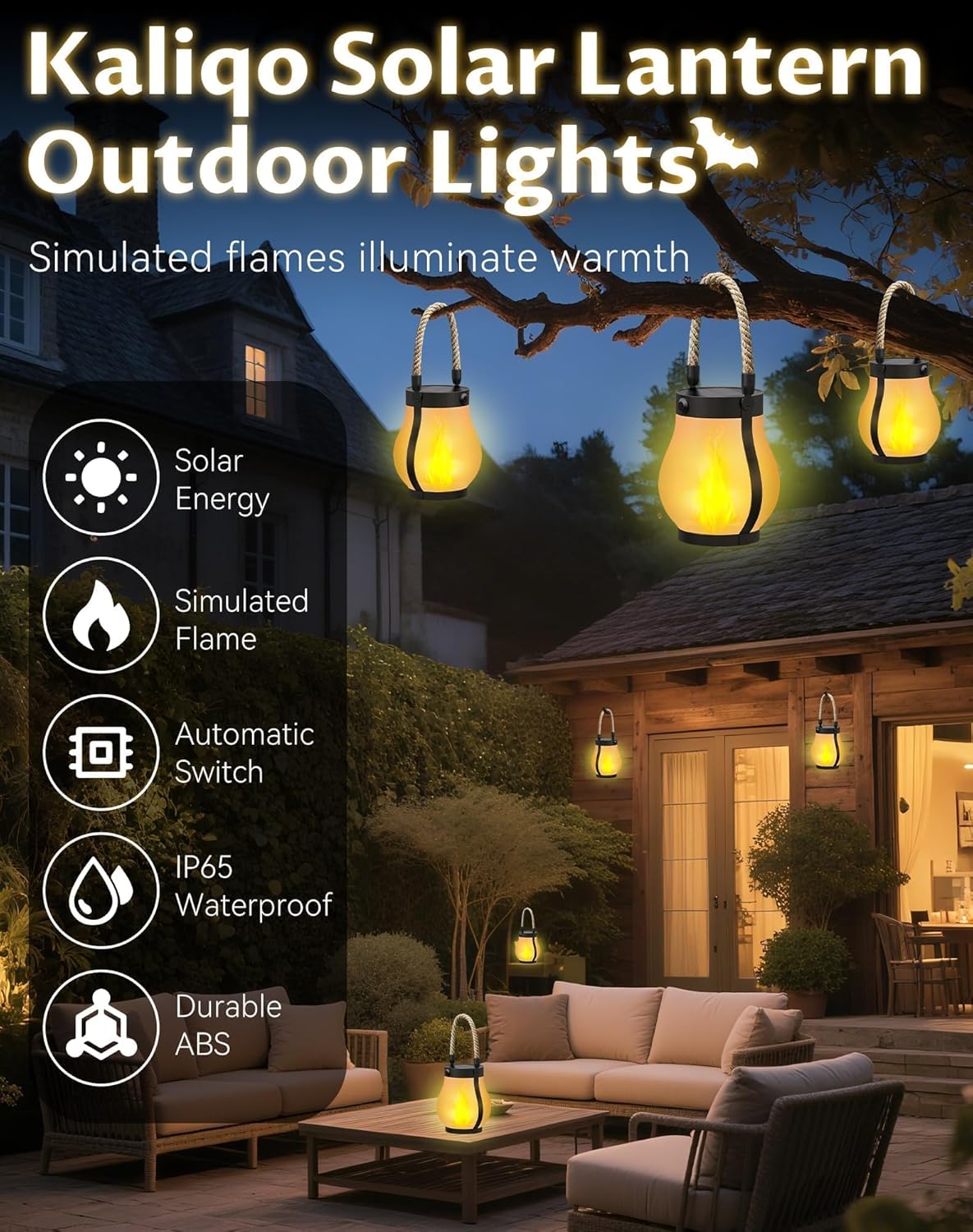 Kaliqo Solar Lanterns Outdoor Lights, Hemp Rope Flame Lights, Dancing Flame Solar Lights,It is Suitable for Outdoor Camping, Home Garden Decoration, Etc. (1)