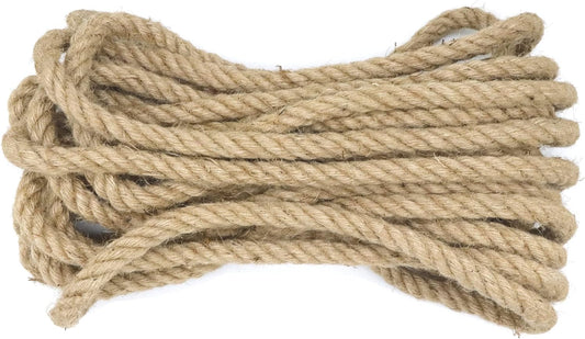 Twisted Jute Rope 3/4 Inch x 50 Ft, IMROPE Natural Jute Rope 4 Strands for DIY Arts Crafts, Garden, Home Decorating, Hammock