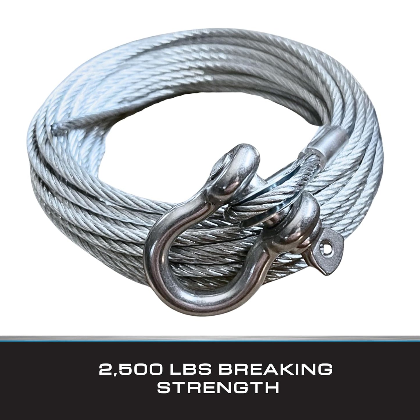 Tie Down 7x19 Aircraft Cable - Steel Cable with Loops - 2,500lbs Breaking Strength - Deck/Zip Line/Tow/Hanging Wire - 5/32" x 46 ft with Loop & Shackle