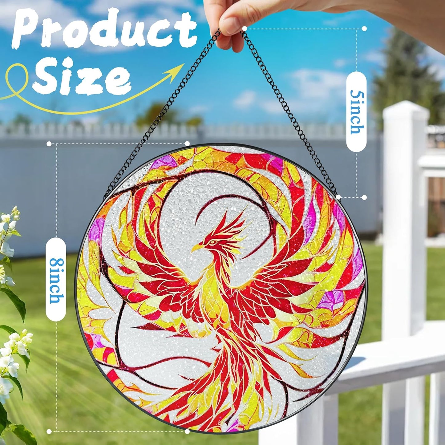 Stained Glass Window Hanging, Stained Glass Suncatcher, Phoenix Sun Catcher, Window Decor, Phoenix Gift, Gifts for Mothers Day, Christmas or Birthday Gift, Gifts for Her Mom Grandmother Daughter