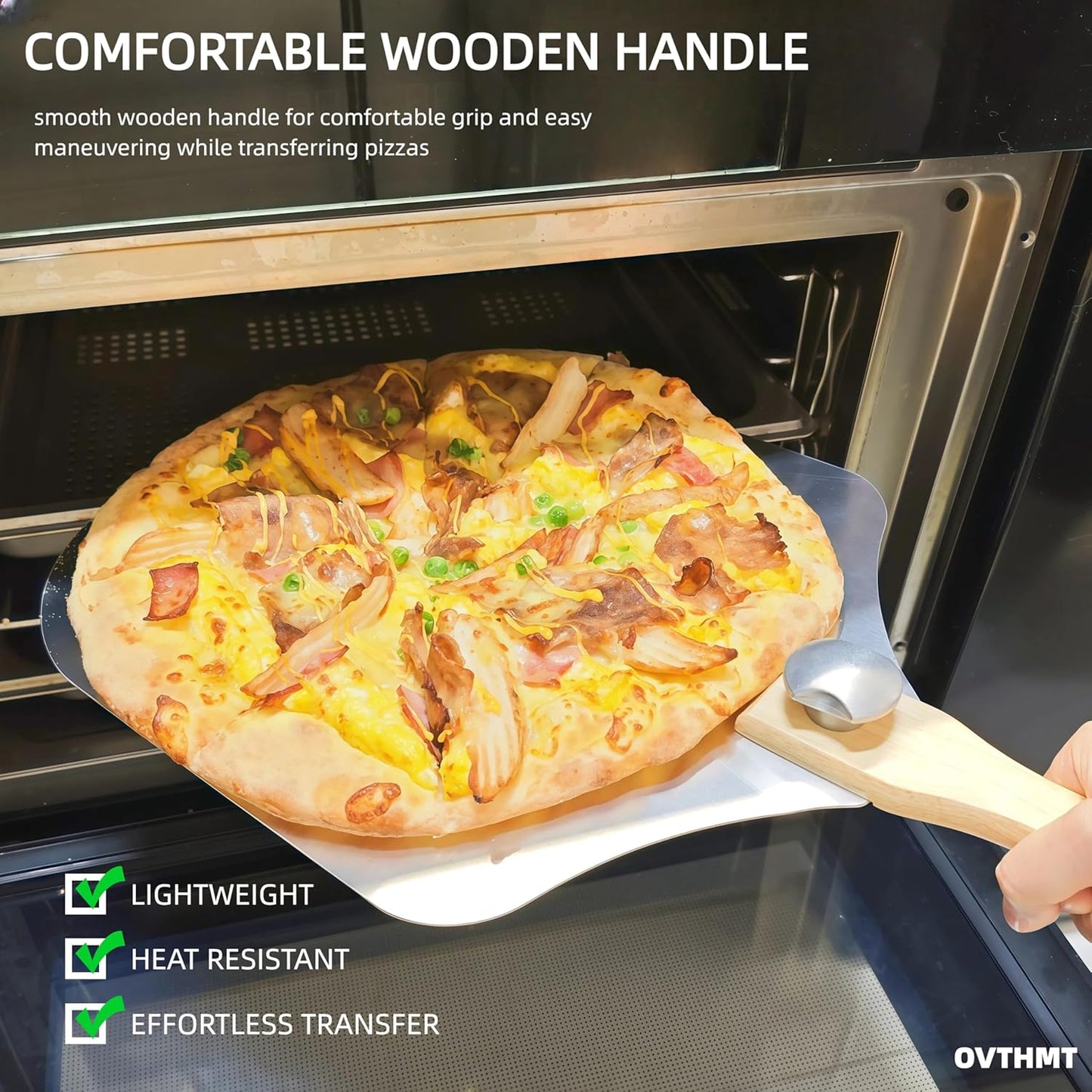 Pizza Peel 12 inch, Aluminum Pizza Paddle 12 x 14 inch with Foldable Wood Handle, Pizza Turning Peel, Pizza Spatula For Oven, Bread, Pastry, Dough, Cake, Pizza Spatula Paddle, Metal Pizza Peel