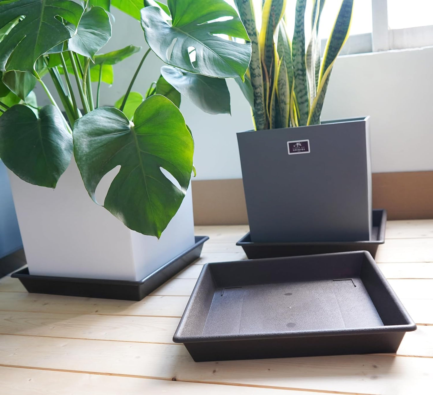 Square Plant Saucer 16 Inch 2 Pack, Plant Stand Plant Trays for Pots Heavy Duty Plastic Plant Saucers for Indoors Outdoors, Flower Pot No Holes Plant Lover Gardening Gifts