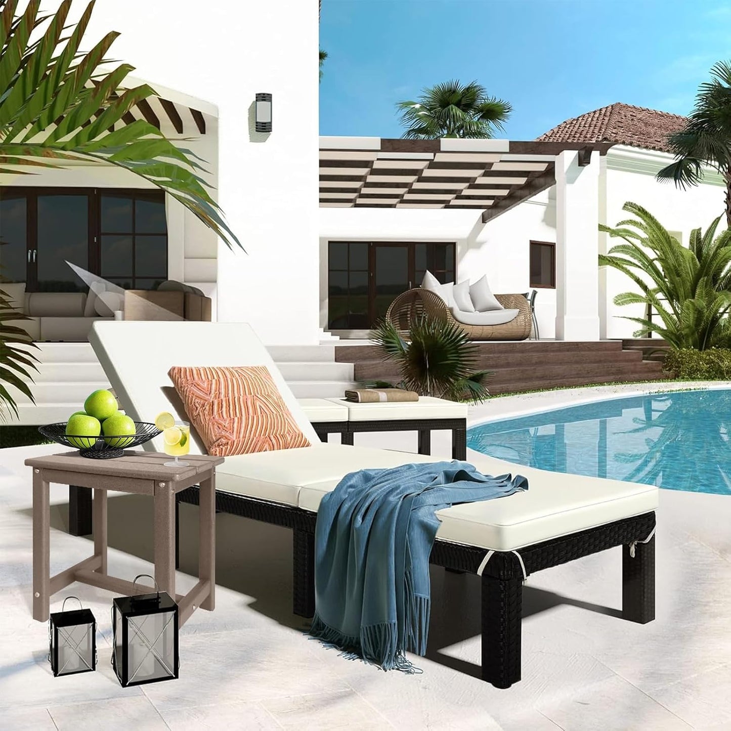 Adirondack Square Side Table,one-Tier Outdoor end Table, Patio Side Table for Pool,Porch,Backyard,Relaxing Companion (Teak)