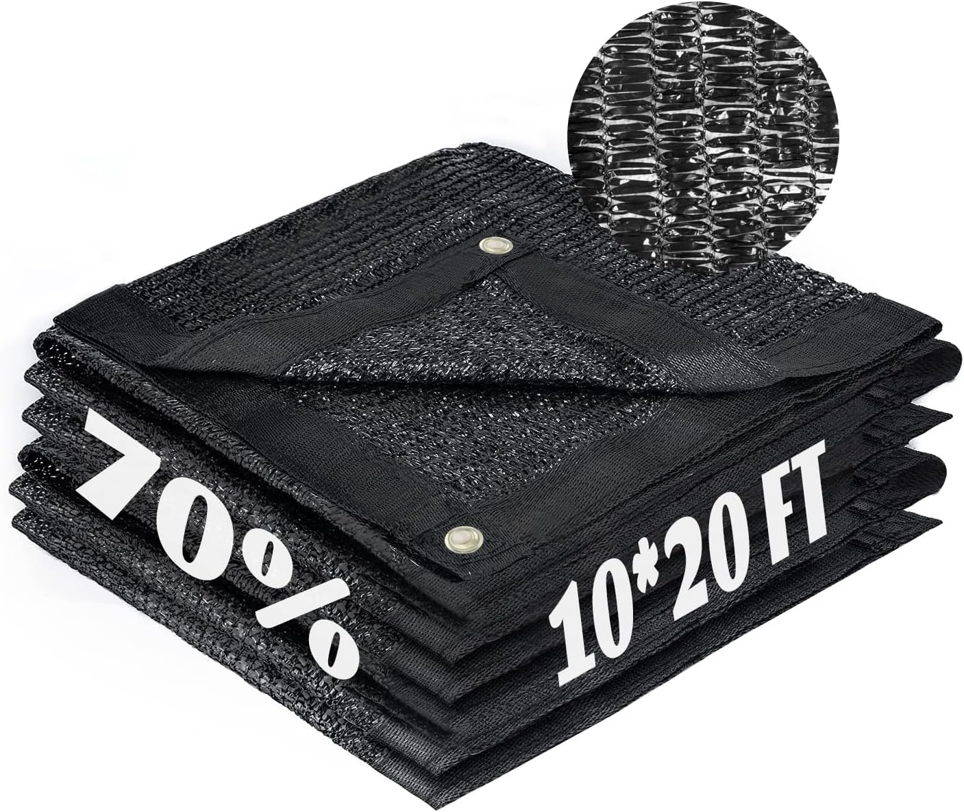 Cool Area 70% Sun Shade Cloth Mesh Tarp with Grommets for Plant Cover 10x20ft Patio Canopy Garden Pergola Greenhouse Car Barn Kennel Black