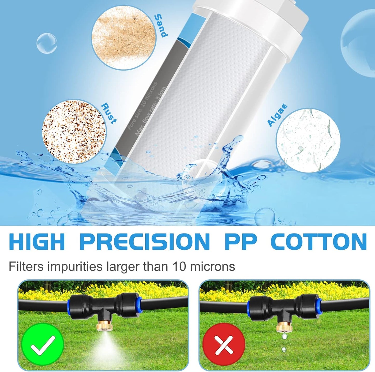 Misting System with Water Filter - Upgraded Signice 50 Ft (15.3M) Line & 12 Brass Mist Nozzles Outdoor Misters for Patio Cooling Mister Systems Kit for Outside Garden Backyard Greenhouse (Black)