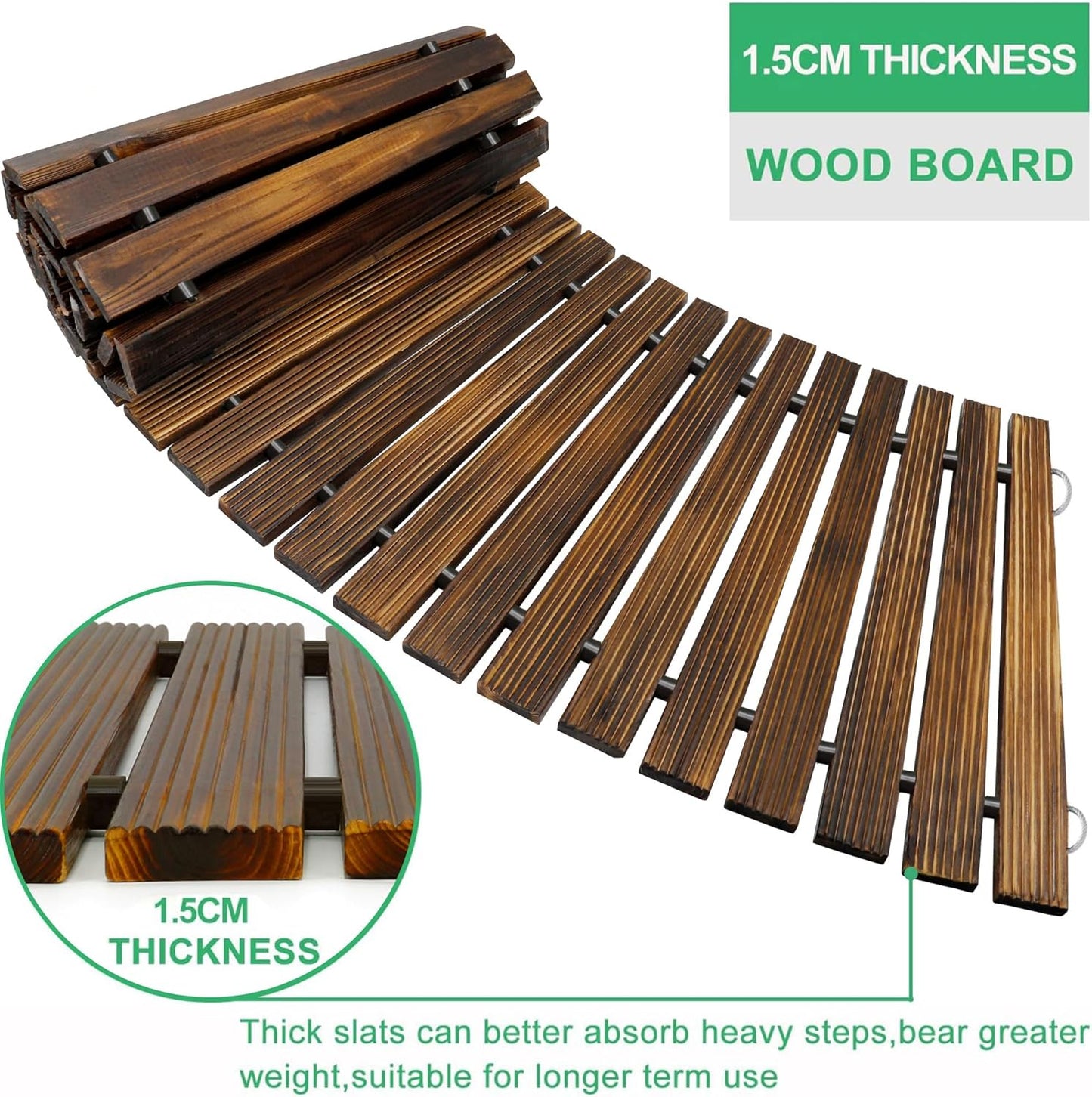 RELIANCER 6' Wooden Garden Pathway,Outdoor Roll Out Cedar Curved Walkway,Patio Path Decorative Garden Boardwalk Walkways,Weather-Resistant Roll Up Beach Wood Road Floor,Wedding Party Pathways