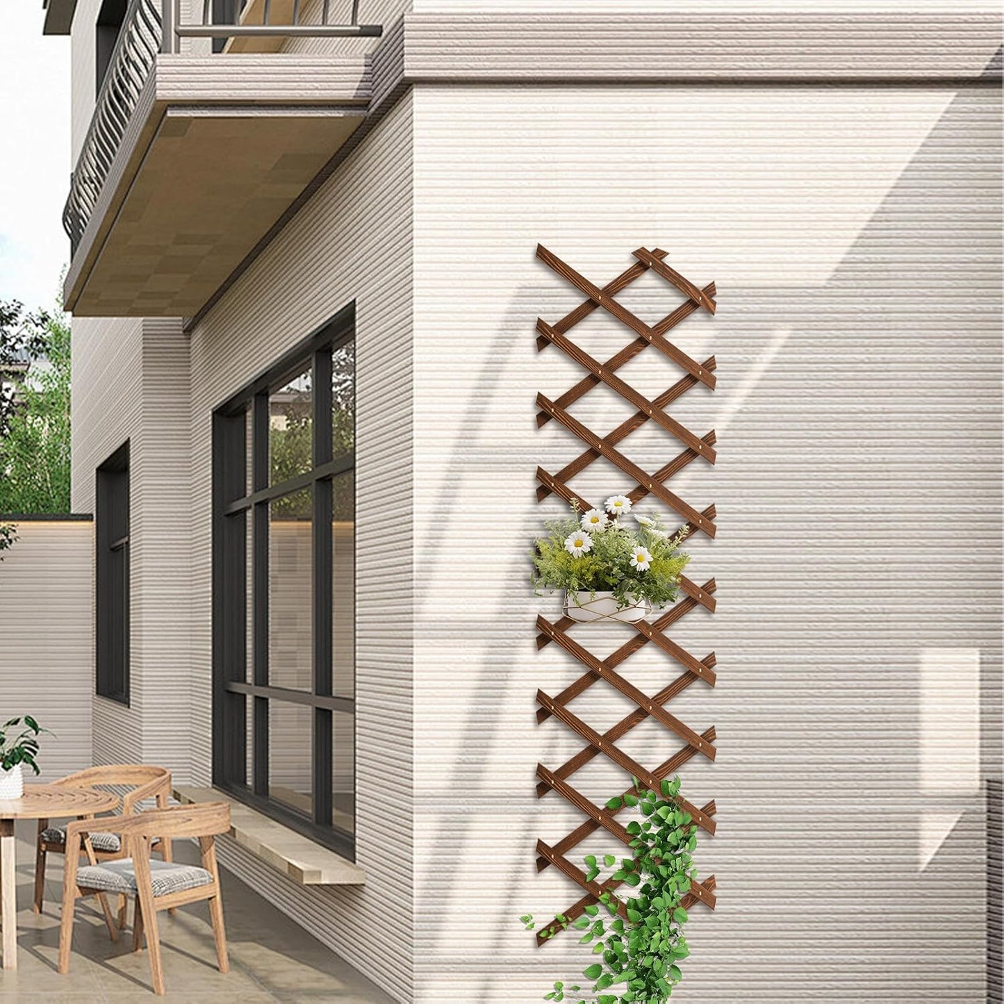 Expandable Garden Trellis, 13.4" x 60" Trellis for Climbing Plants Outdoor, Wooden Lattice Fence Wall Panel Lattice Panels for Outside, for Climbing Plants Vine Ivy Rose Cucumbers Clematis