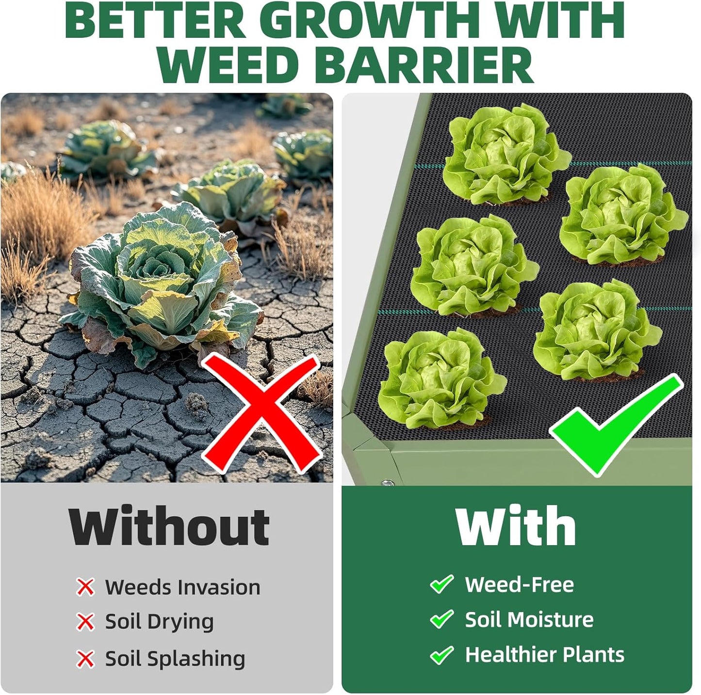 G GOOD GAIN 4x2x1.8ft Raised Garden Bed - Metal Planter Box Outdoor with Weed Barrier Fabric | Deep Root Raised Beds for Gardening Vegetables Flowers Herb Fruits (Olive Green)