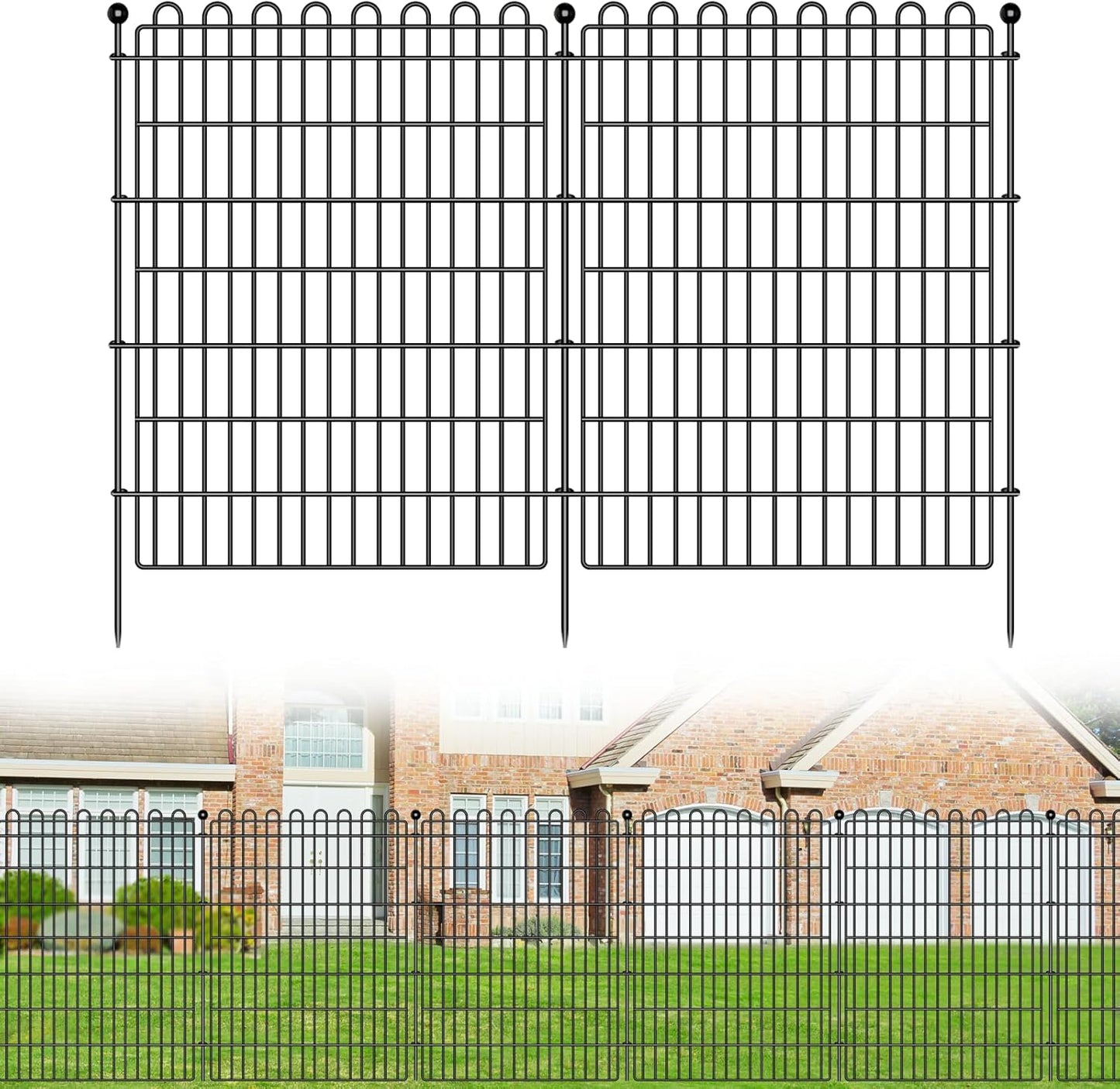 5 Panels No Dig Decorative Garden Fence for Yard, 40 in(H) X 11.8 ft(L) Animal Barrier Fencing for Outdoor Dog, Metal Portable Garden Fences for Borders, Pets, Landscape, Temporary Fence