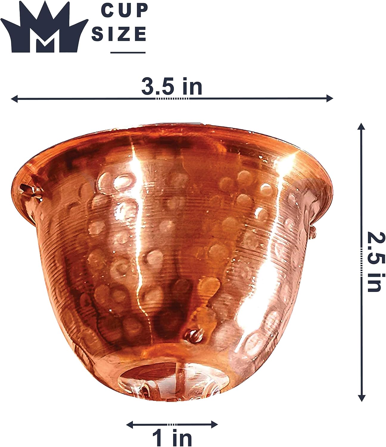 Monarch Rain Chains Pure Copper Hammered Cup Rain Chain, 8.5 ft Decorative Rain Catcher Chain for Gutters, Large Rain Chains for Outside, Rain Gutter Replacement Downspout