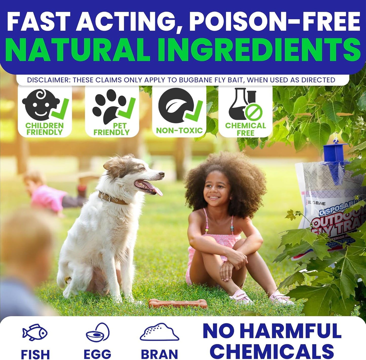 Fly Traps Outdoor Fly Trap for Patio. 12 Non-Toxic Pre-Baited Flies Bags Outdoor Disposable. Hanging Bug Catchers for All Filth Flies Killer for Outside Bug Control in Yard Horse Ranch Trash Can