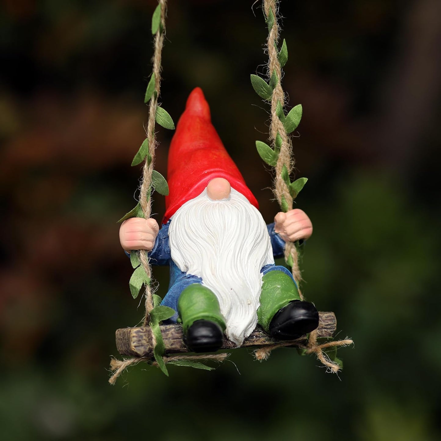 Garden Gnome on Swing Statue Decoration Figurine Ornament for Indoor Outdoor Home Patio Yard Lawn,Gift for Mom
